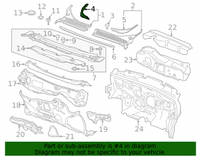 Right windshield wiper seal Chevrolet Volt 16-