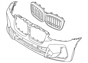 Radiator grille BMW X3 G01 18-23 2022-24. 3.0L, with shadowline, without auto park, 2022-23. 3.0L, with shadowline, without auto park, 2022-23. m40i, black, without surround view