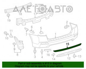 Rear bumper molding Toyota Highlander 11-13 chrome