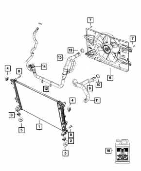 Lower cooling pipe Chrysler 200 15-17 2.4 cut off