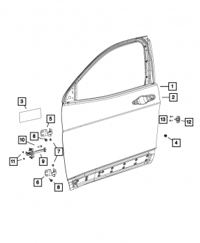 Bare front right door Jeep Cherokee KL 14-butt