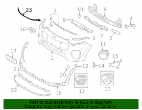 Front bumper center molding for Kia Sportage 20-22 AWD, LX, Nightfall