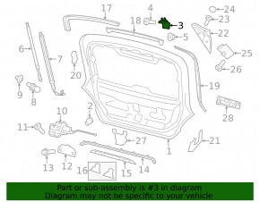 Left tailgate hinge Porsche Panamera 10-16