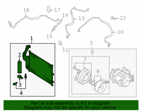 Air conditioning condenser radiator Mazda 3 09-13 2.0, 2.3, 2.5