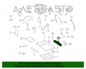 Mercedes X164 GL trunk opening trim, beige, chrome defect, scratches