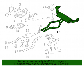 Muffler rear part barrel with resonator BMW X5 F15 14-18 4.4T Base