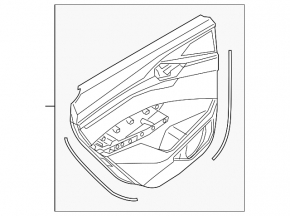 Door trim panel, rear right, Audi E-Tron 19-23, black leather, without curtain