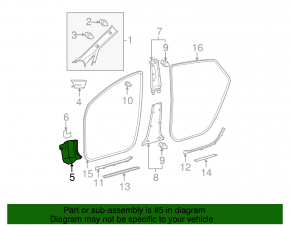Front pillar trim lower right Toyota Prius 30 10-11 gray