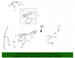 Rear left door lock bracket Toyota Sienna 21-25 rear