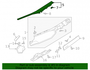 Upper right front panel trim for Audi Q3 83A 19-25, black, melted, cracked