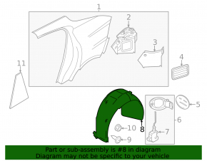 Rear right mudguard Porsche Panamera 14-16
