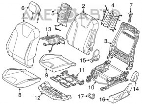 Passenger seat for Ford Focus mk3 11-14 pre-restyling, without airbag, beige cloth