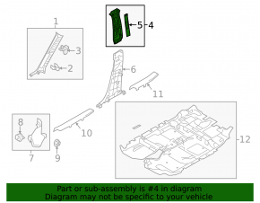 Center pillar trim upper belt left Mazda CX-5 13-16 gray
