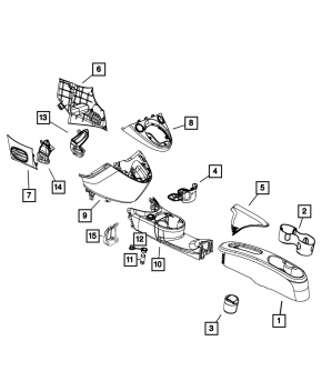 Central console central cup holders Fiat 500 12-14 black