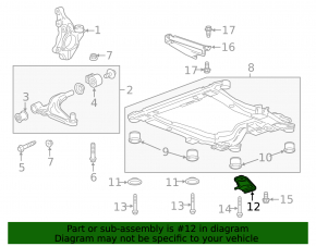 Front subframe lug, rear left, Chevrolet Volt 11-15