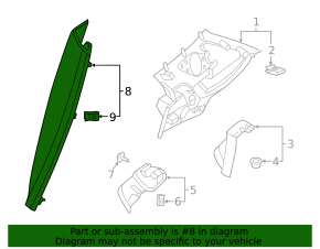 Rear pillar trim lower left Volvo XC40 19-25 black