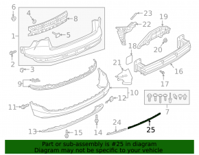 Rear bumper center molding for the Audi e-tron 19-23