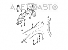 Front left fender liner Nissan Murano z50 03-07 front part torn off