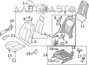 Hyundai Sonata 20-22 passenger seat with airbag, electric, combined black with red stitching