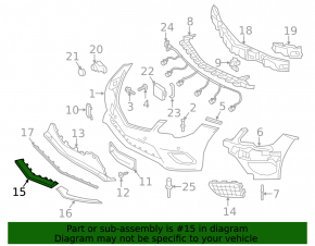 Front bumper central molding Mercedes E-class W212 14-16