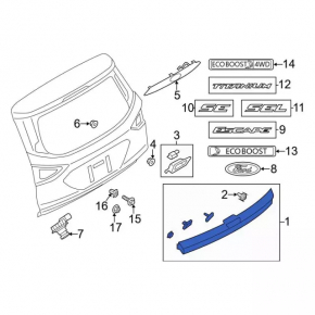 Lower trunk door molding Ford Escape MK3 13-19