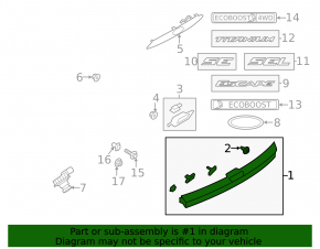 Lower trunk door molding Ford Escape MK3 13-19