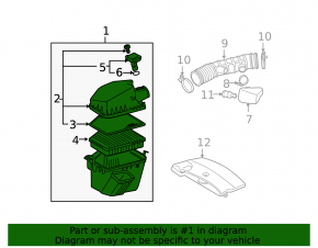 Lexus GS350 07-11 air filter housing assembly, without flow meter