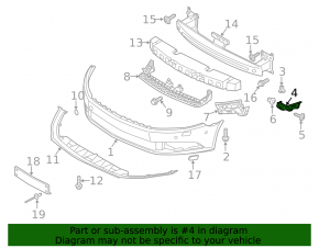 Front bumper mount left wing VW CC 13-17 rest