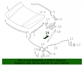 Right wing bracket for bumper and hood shock absorber BMW X1 F48 16-22