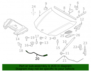 BMW 3 E90 E92 07-12 hood release cable for the lock