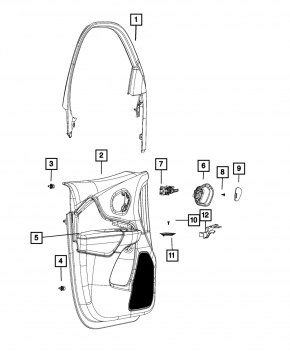 Door handle inside front right Jeep Cherokee KL 19-
