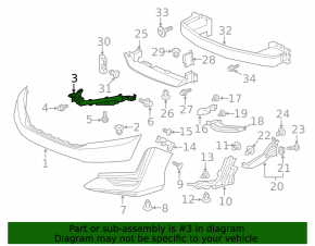 Front bumper mount, center right, Honda Clarity 18-21 USA, broken