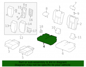 Rear seat row 2 Nissan Rogue 14-16 black cloth, worn back