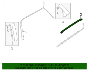 Upper rear left door molding Mazda CX-9 16- chrome