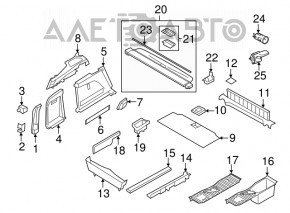 Trunk curtain BMW X5 F15 14-18 black anthrazit, for cleaning