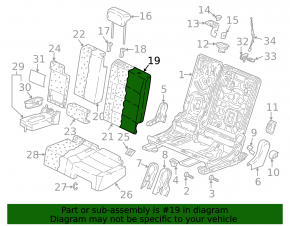 Backrest of the rear row of seats, 2nd row, left, VW Tiguan 18-21, black leather, perforation, with belt and armrest, with frame, dented