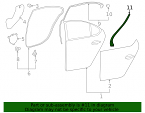 Rear left door seal Lexus LS460 LS600h 07-12 short