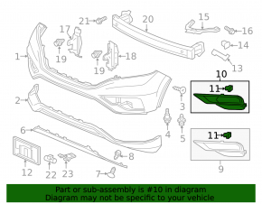Front bumper grille left Honda CRV 15-16 chrome under fog lights