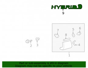 Hybrid Wing Emblem Right Toyota Highlander 08-13
