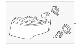 Headlight front left bare Ford Flex 09-12 dorest halogen, broken mount, spider web
