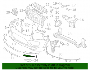 Front bumper grille trim left Porsche Cayenne 958 11-14 S, upper, black