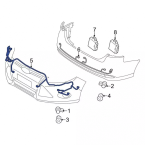 Ford C-max MK2 13-18 USA front bumper wiring for fog lights and 6 parking sensors