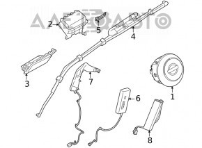Airbag airbag side curtain right Nissan Rogue 21-23 JP built, rusty squib