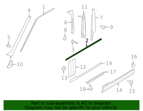 Door-glass molding, central front right, Land Rover Range Rover 13-21, gloss black