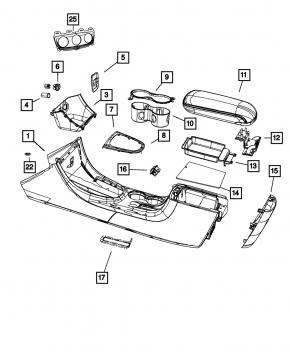 Console center armrest and cup holders Chrysler 200 4d 11-14