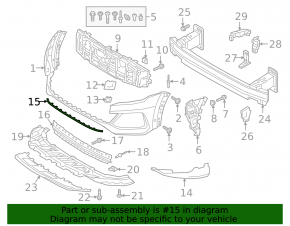 Front bumper central molding for Audi Q8 19-23