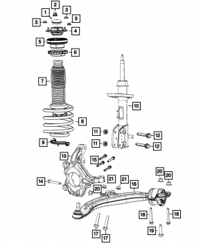 Lower control arm front right Chrysler Pacifica 17- with silent block FWD