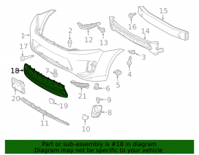 Front bumper grille central Toyota Highlander 11-13 hybrid