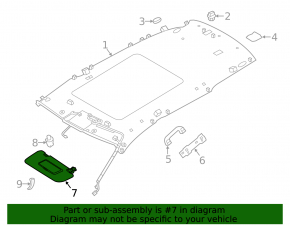 Left visor Nissan Rogue 14-20 with backlight, gray, without hook