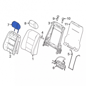 Headrest front left Ford Explorer 11-19 cloth black